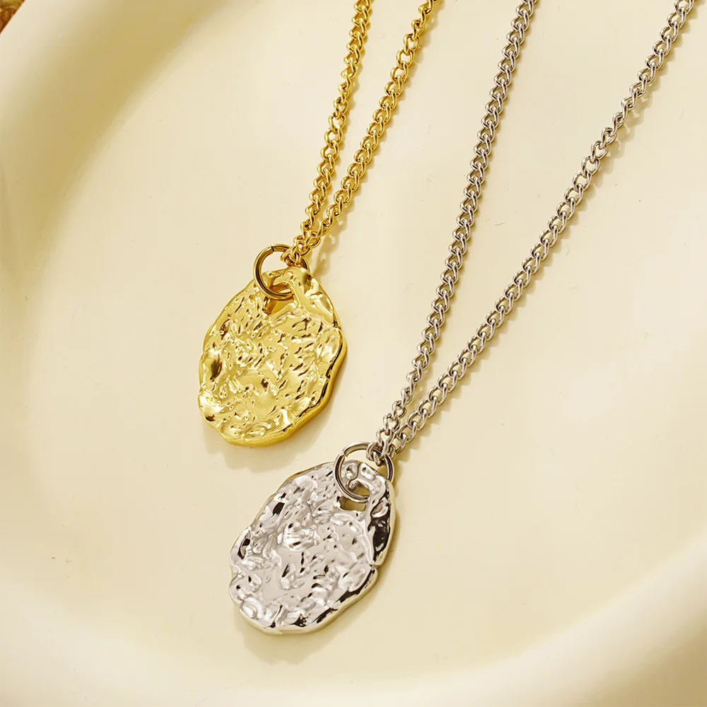 Stainless Steel Irregular Geometric Pendant Necklace Fashion Statement Jewelry Gift for Her