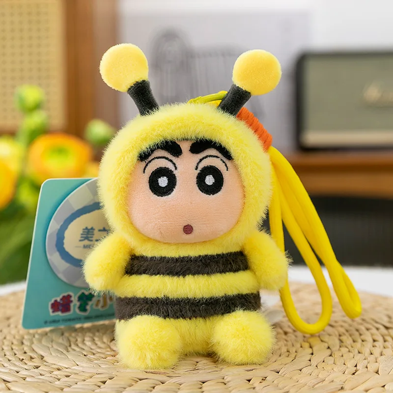 LLavero de peluche Original Crayon Shin-chan, colgante de felpa Shin-chan, accesorios de hebilla para llave de coche de Animal suave, colgante para bolso de niña