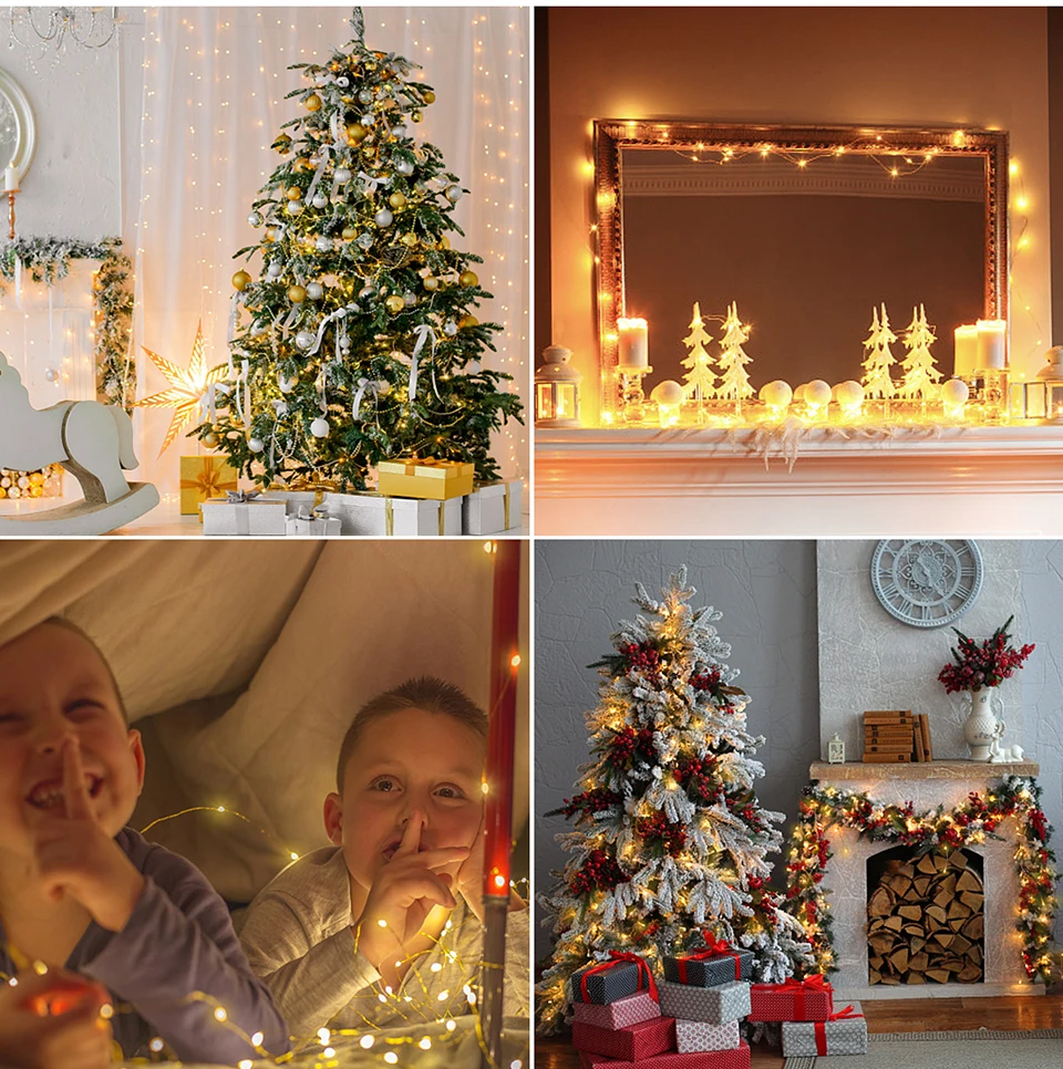EU Power Supply LED Copper Wire Fairy Lights String 10/20/30/50M Holiday Party Home Decoration Lamp For Christmas Garden Decor