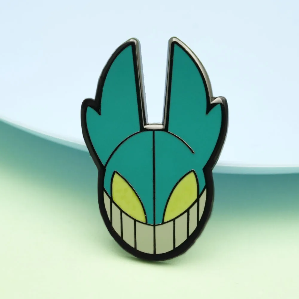 Anime MHA Deku Mask Emaille-Anstecker, Midoriya Izuku Kostüm-Brosche, Anime-Cosplay-Reversnadeln, Schmuckgeschenk für Otaku-Fans – Detail 4