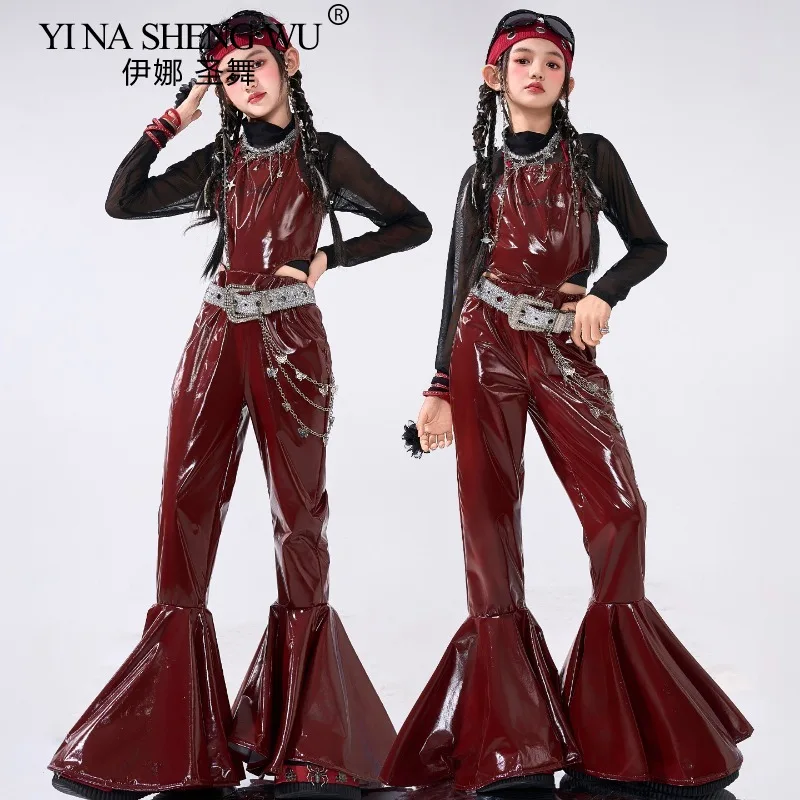 Jazz Dance Performance Costumes for Girls Childrens Jazz Street Dance Wear Practice Catwalk Girl Group Sweet Cool  Outfits
