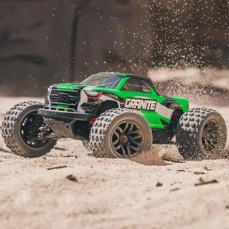 صفقة رائعة. شاحنة 1/18 جرانيت GROM MEGA 380 مصقولة 4X4 Monster Truck RTR مع بطارية وشاحن، أخضر، ARA2102T3 #5