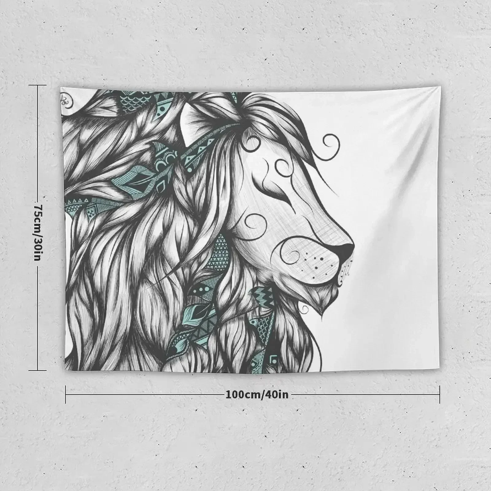 Poetic Lion Turquoise Tapestry House Decor Aesthetic Room Decor Wall Decorations Tapestry