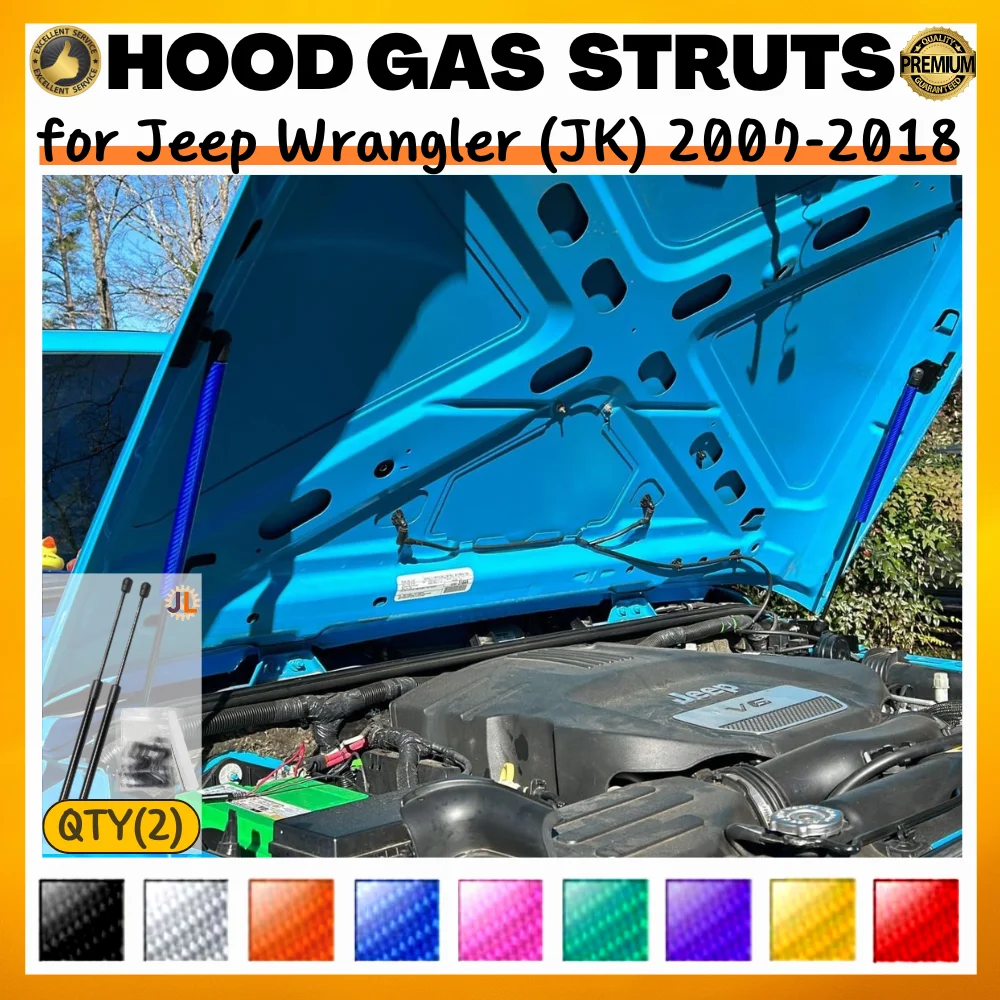 

Qty(2) Hood Struts for Jeep Wrangler (JK) 2007-2018 Front Bonnet Modify Gas Springs Shock Absorbers Lift Supports Dampers