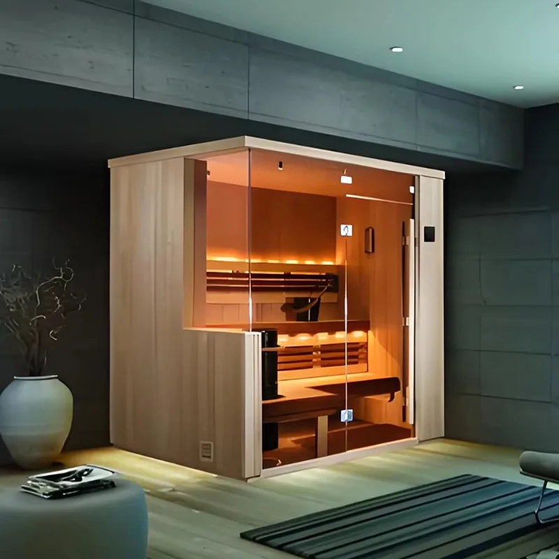 Outdoor Traditional Wet eam Sauna Room Durable Red Cedar Wood Conruction 2 Person Sauna Room