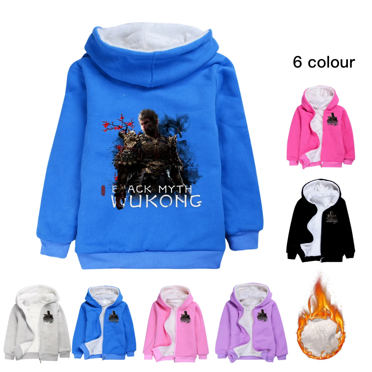 Black Myth Wukong Game Winter Warm Outerwe Kids New Fashion Children's Clothing Boys Thick Jacket Coat Sweater 3-12Years