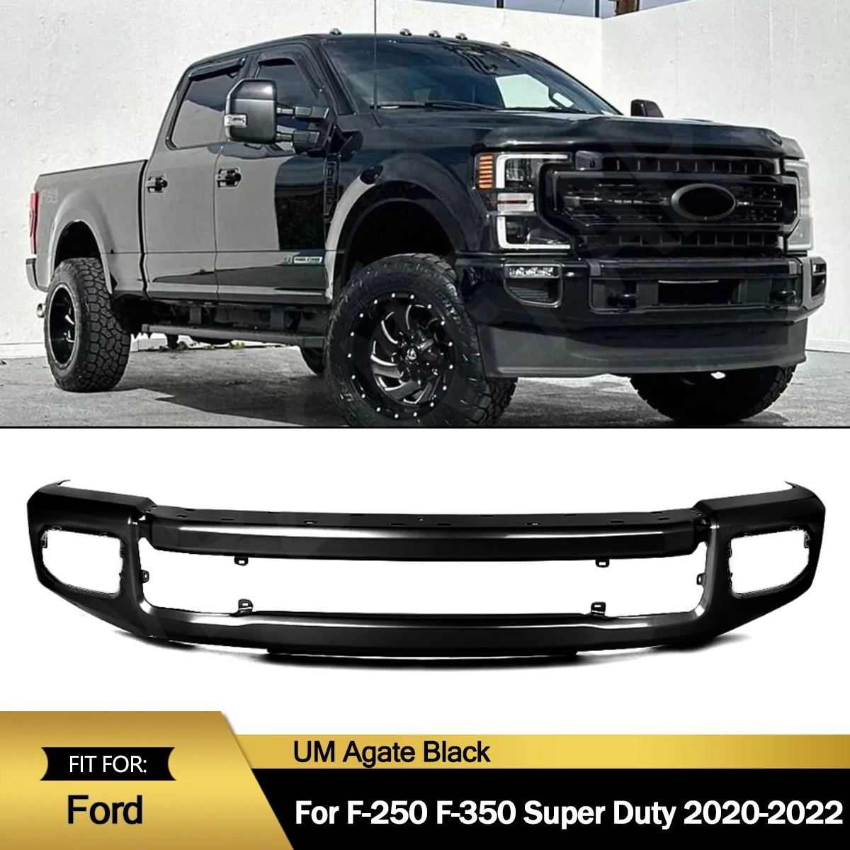 

Front Bumper Assembly For Ford F250 F-250 F350 F-350 Super Duty 2020 2021 2022 Front Bumper Lip w/ Fog Light Hole Agate Black UM