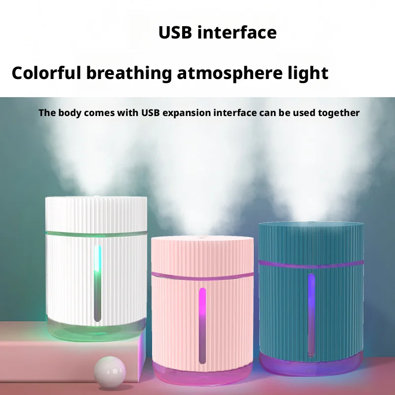 USB Rechargeable Home Portable Ultrasonic Humidifier with Air Diffuser & Color-Changing Lights 1200ml Capacity Humidity Control