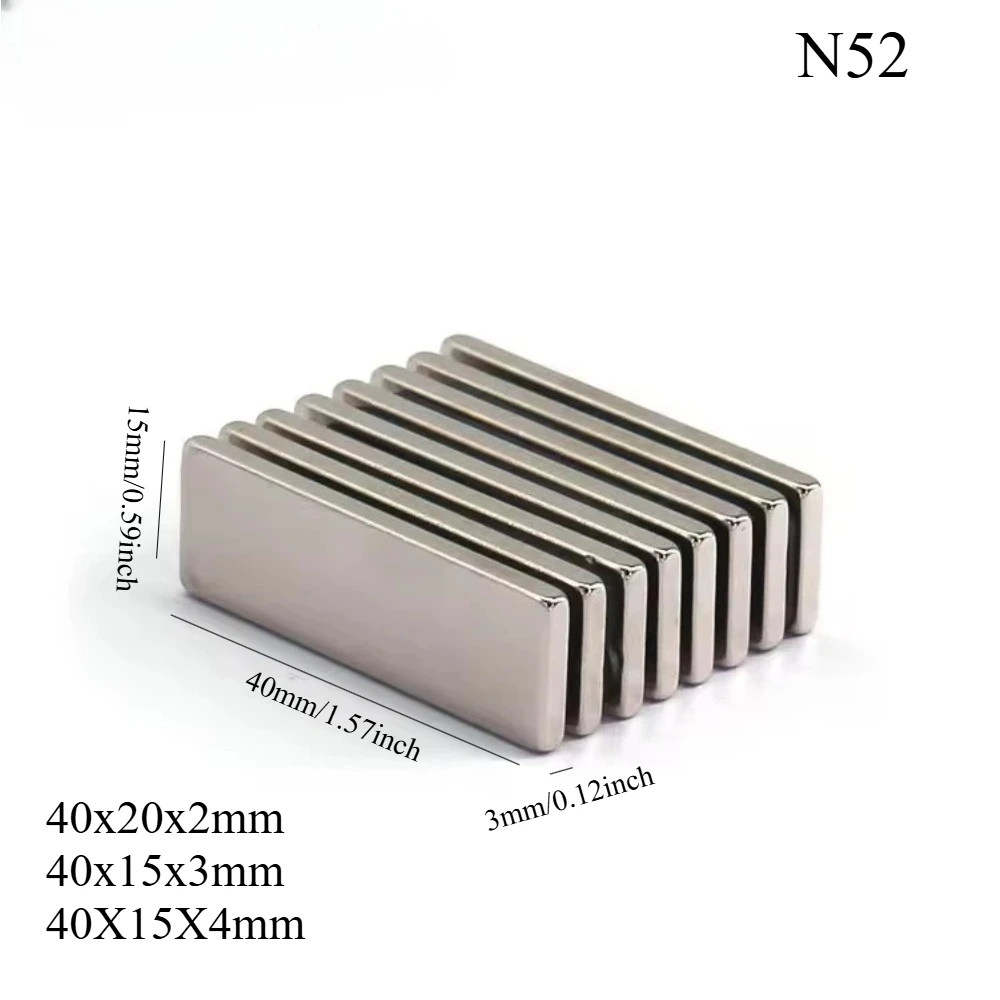 N52 40x20x2 40x15x3 40X15X4 Block Neodymium 40*20*2 Standard Magnet Strong Ebike electric motor Permanent 3D Printer Generate