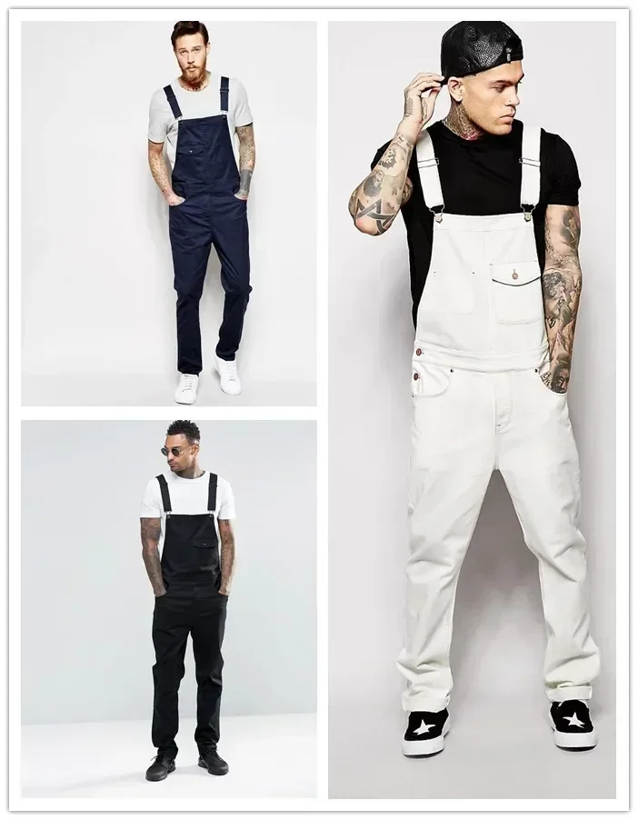 

Women Jeans Rompers Overalls One Piece Washing Ankle Length Pencil Pants High Street Pockets Slight Strech Patchwork Solid 2025