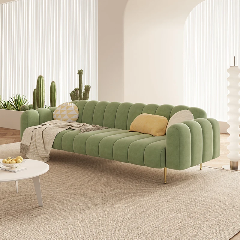 

Nordic Loveseat Sofa Wooden Leg Velvet Design Caterpillar Green Sofa Soft Longue Living Room Divani Soggiorno Entrance Furniture