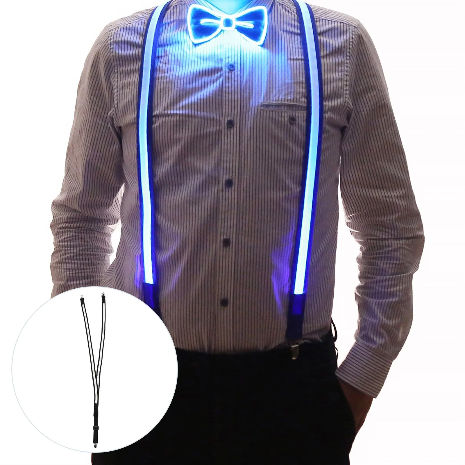 الحمالات Led متوهجة قابل للتعديل على شكل حرف Y الأقواس المضيئة لسراويل الجينز كليب على مهرجان الحفلات للجنسين تضيء