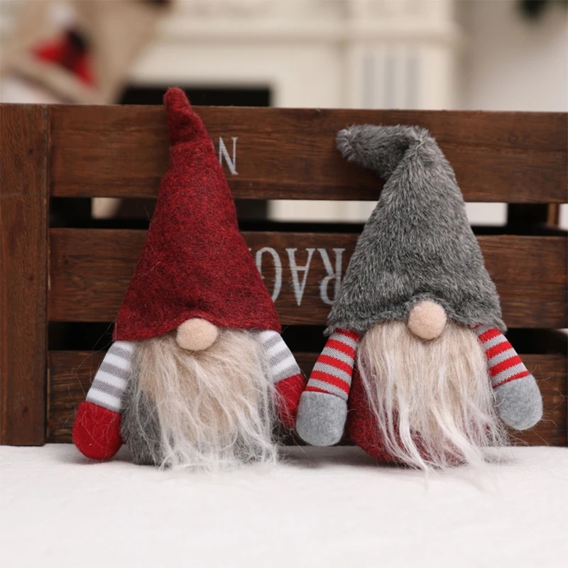 Christmas Gnome for Doll Scandinavian Tomte Santa Figurine Plush Elf Toy for Outdoor Yard Balcony Mini Succulent Decor