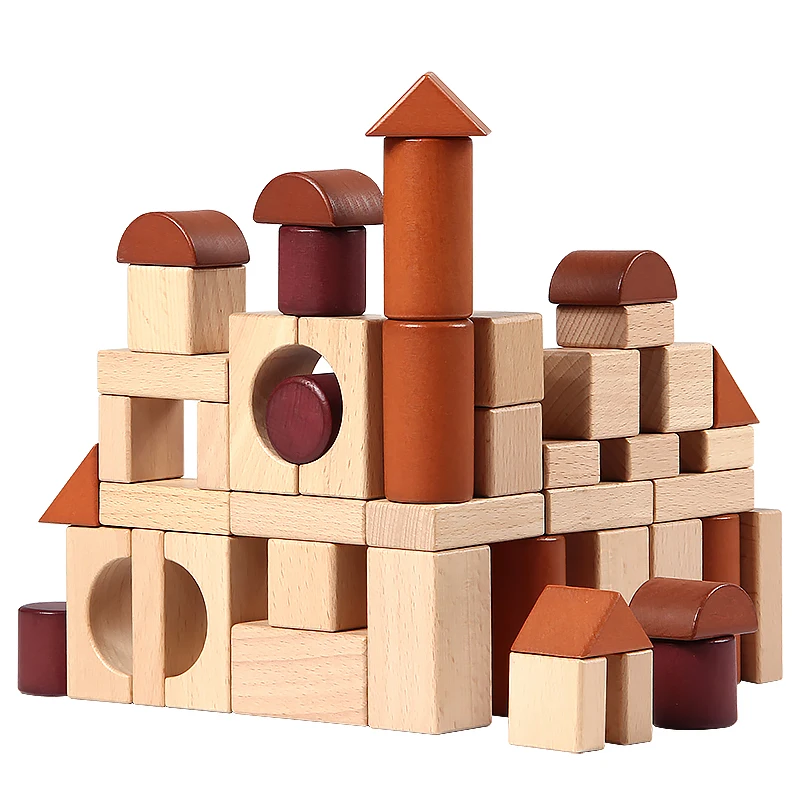 

Jujube Wood Unpainted Large Particle Creative Digital Letter Assembly Building Blocks Children's Wooden Toys in Wooden Box