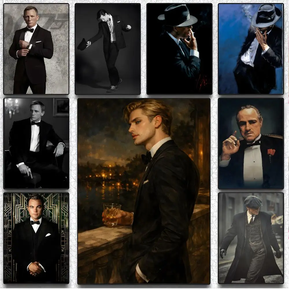 Art Concept The Gentleman Poster Artistic Peel-Off Wall Decor, Indoor Outdoor Home Ornament for Collectors