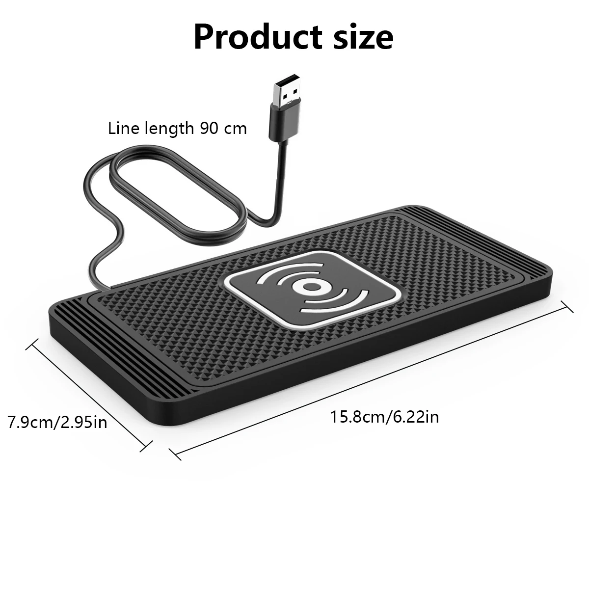 وسادة شاحن هاتف السيارة اللاسلكية بقدرة 15 وات، شاحن Qi سريع مضاد للانزلاق، متوافق مع Android وiPhone 12/13/14/15