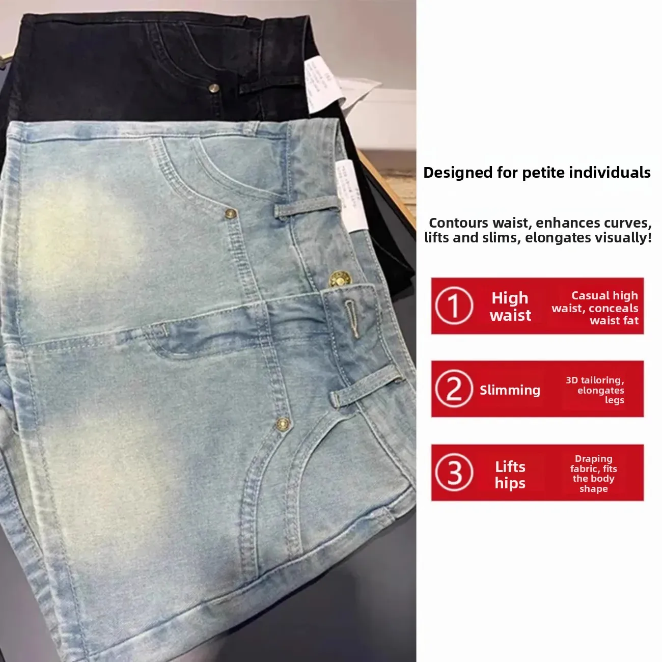 Falda vaquera ligera Wa Distred, cintura alta, delgada, corte en A, envoltura corporal, falda súper ort, pantalones coreanos Sle Commute