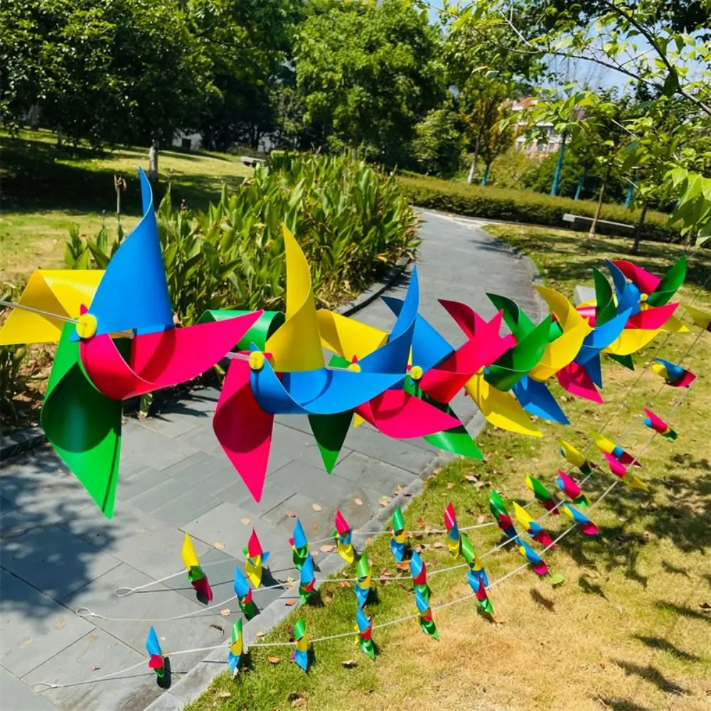 10/20pcs with Rope Strings Colorful Hanging Windmill Four-leaf Colored Plastic Arch Corridor Handmade with Steel Wire Rope
