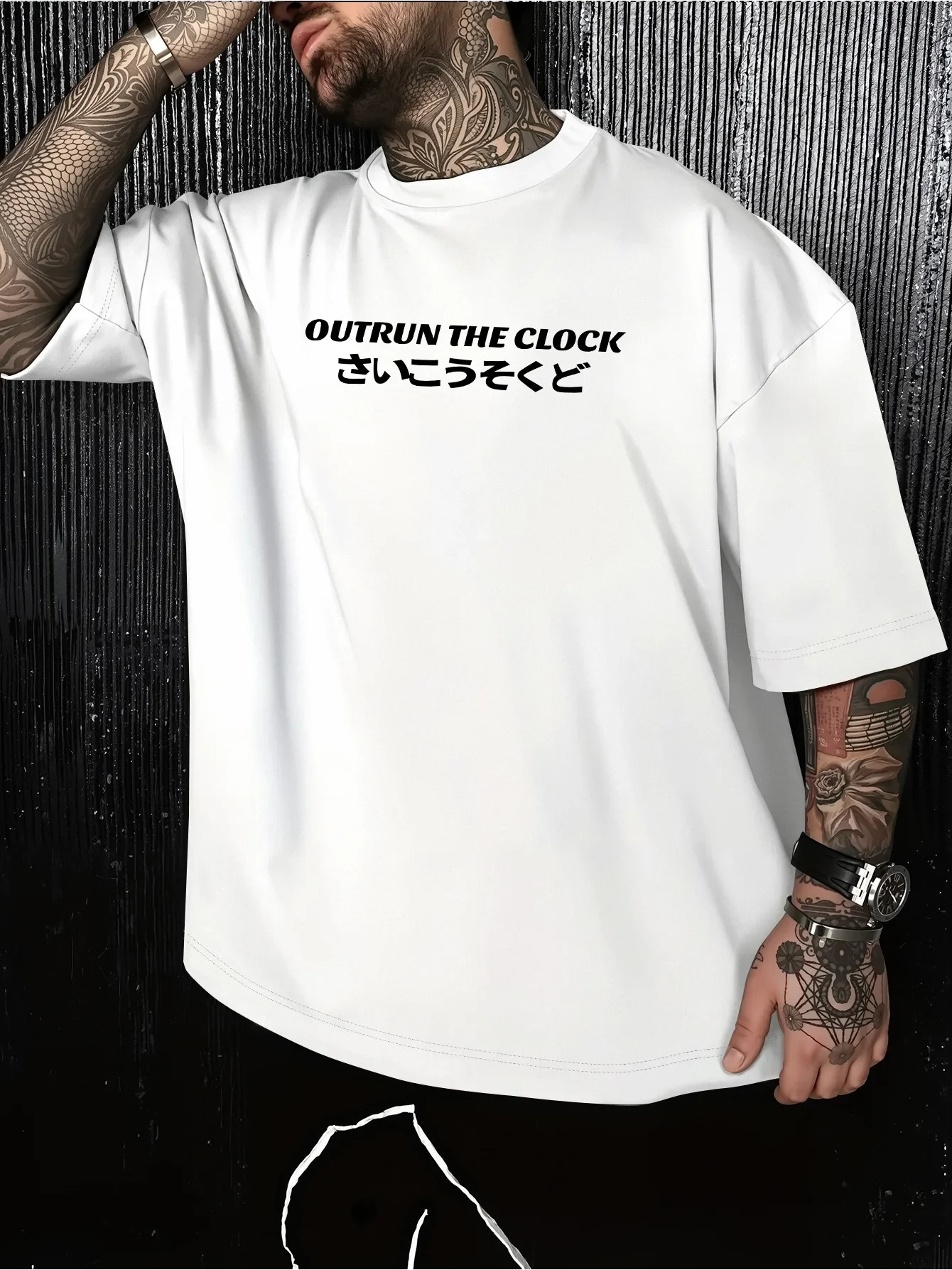 Men's Oversized T Shirt Japanese Tokyo Racing JDM Car Back Print Harajuku Streetwear Casual Crew Neck Short Sleeve Unisex Tee