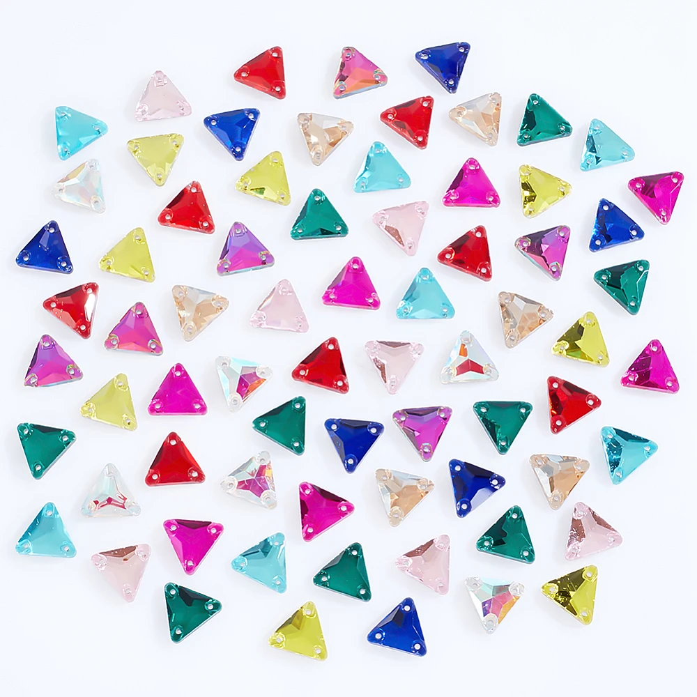 Sew On Rhinestone - 100 Pezzi di Strass Triangolari da