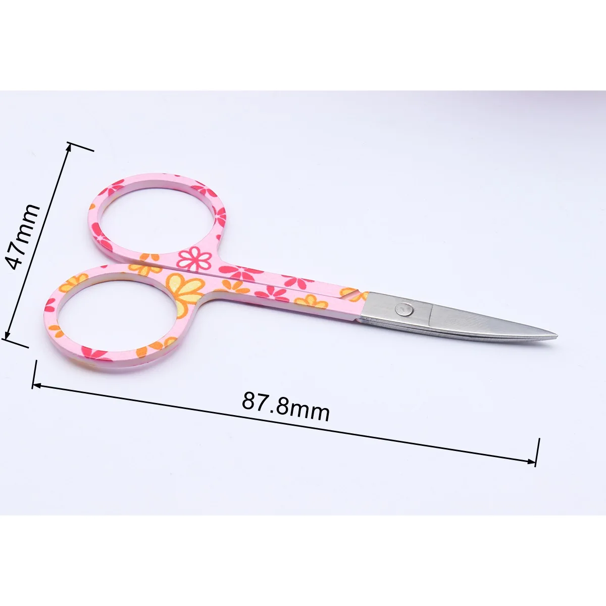 EasyNail 1pcs Pink Flower surface Straight Head Professional Cuticle Manicure Pedicure Nails Scissors eyebrow