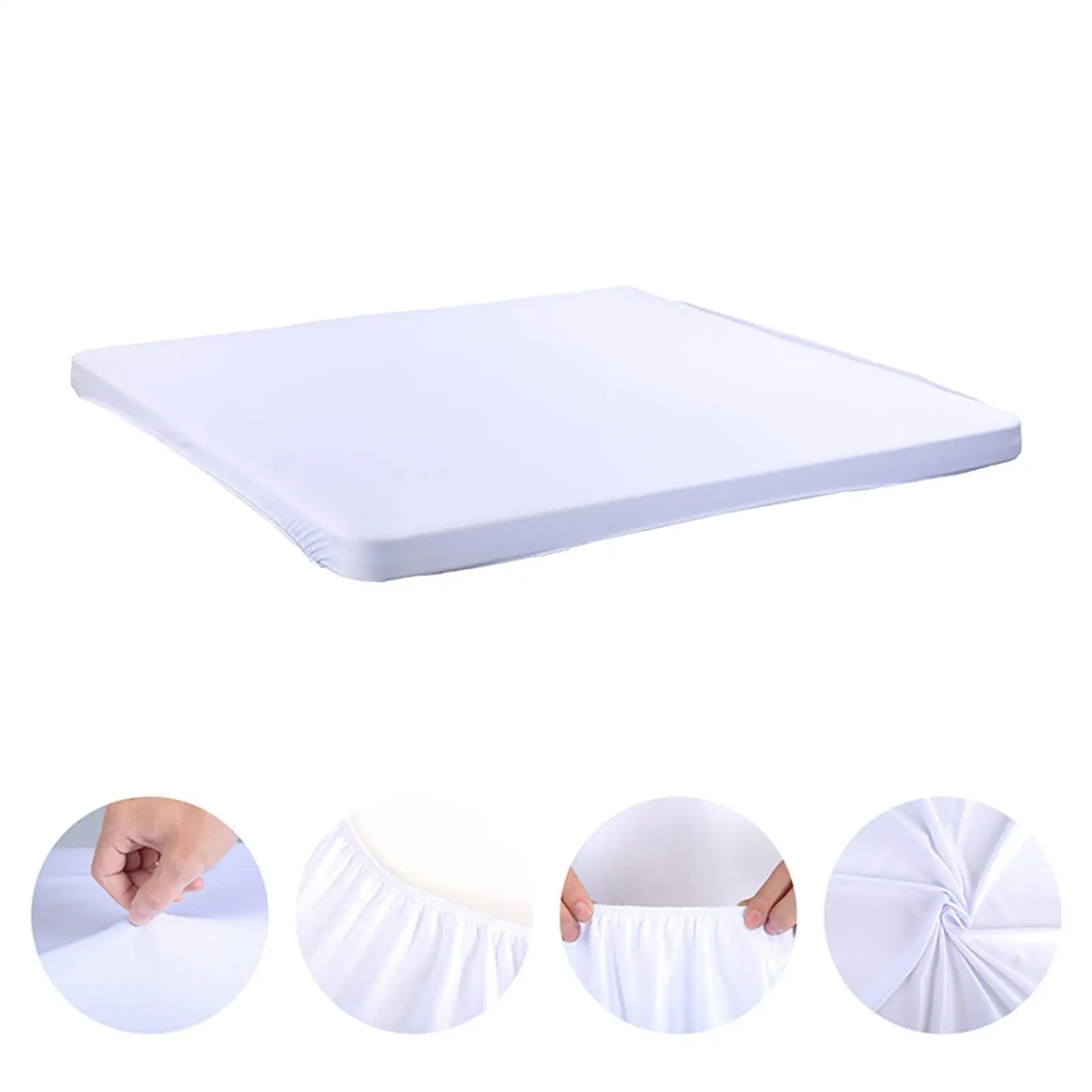 Stretch Table Cover Solid Pattern Square Fitted Tablecloth Elegant Table Pad for Dining Room Cafe Home
