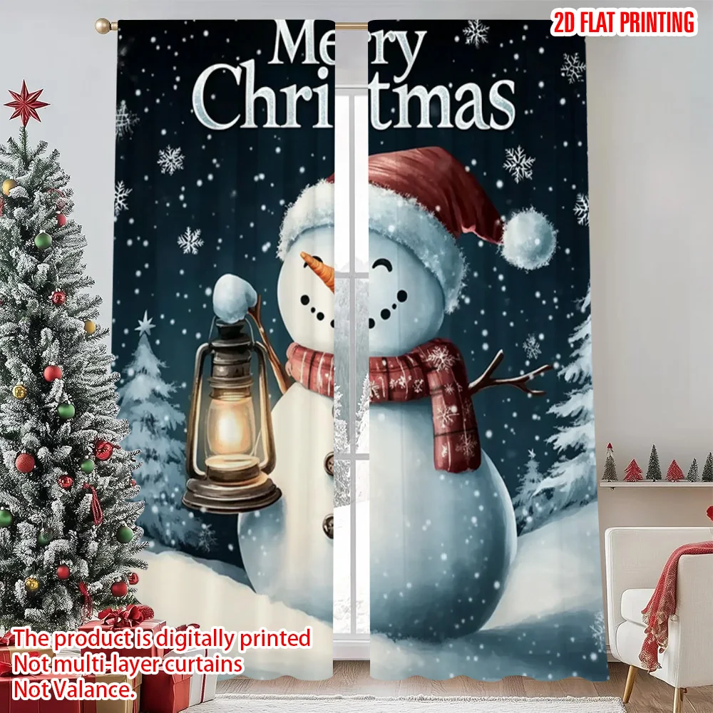 

2pcs 2D flat printing Merry Christmas Popular Curtains merry christmas7 Versatile Durable Polyester Without Electricity Spring