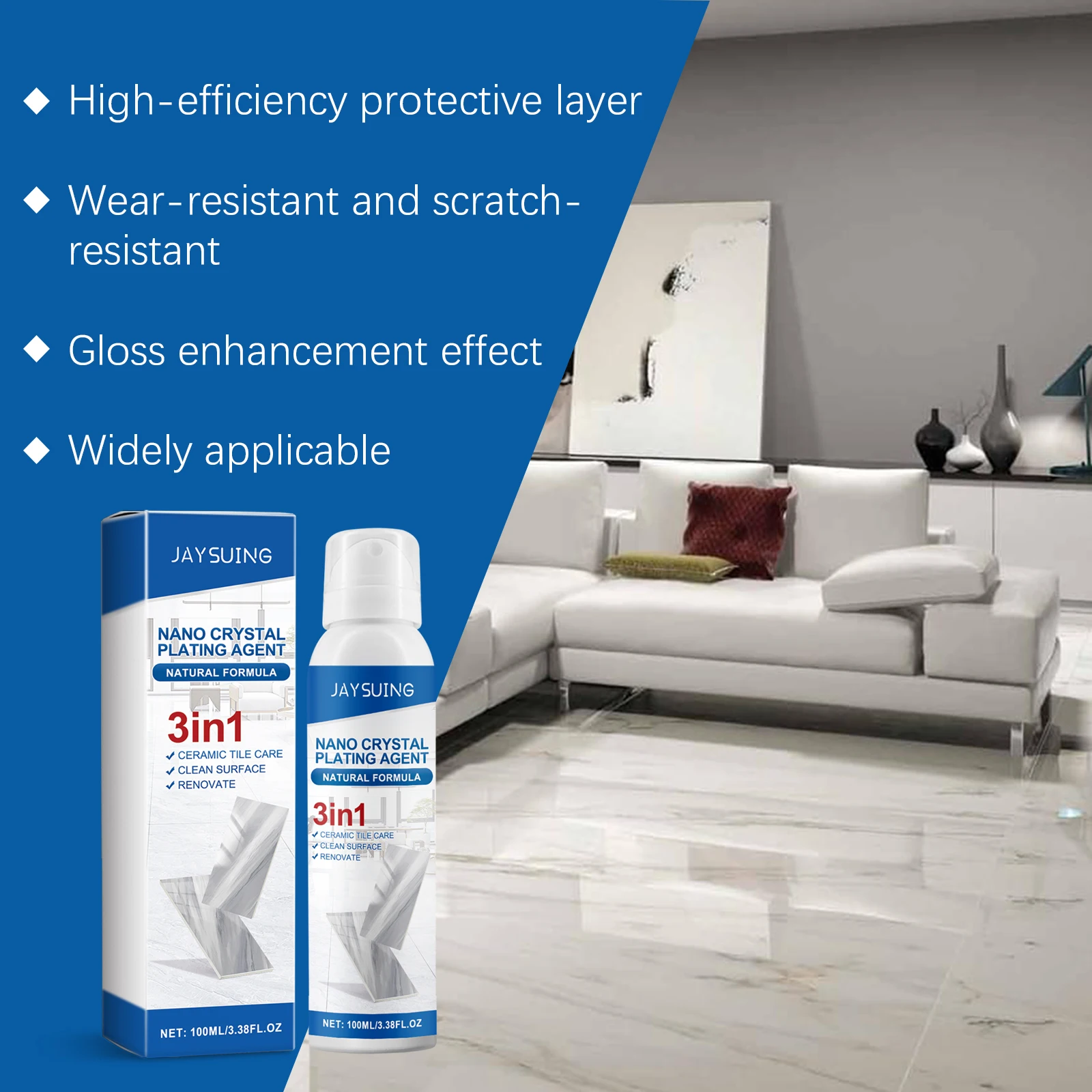 Jaysuing Stone Nano Crystal Plating Spray Ceramic Tile Stone Repair Scratch Bright New Crystal Plating Agent Spray