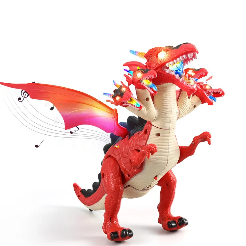 Dinosaurio eléctrico grande para niños, juguete de Robot de cinco o siete cabezas, modelo móvil Dino Dragon con luz de sonido, juguetes para niños, regalos para niños