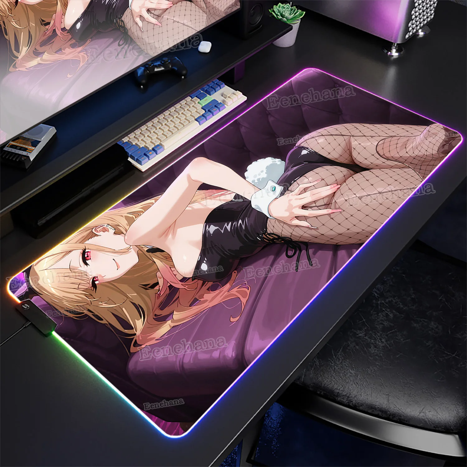 

RGB Large Darling Marin Kitagawa Mouse Pad Kawaii Hentai LED Keyboard Laptop Game Office DeskMat Backlight PC Gaming Accessories
