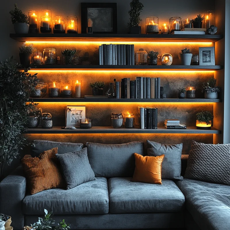 custom.Modern Design Factory SS Wall Shelf Metal Bookshelves and Wine Shelves with LED Light Simple Upper Light Weight