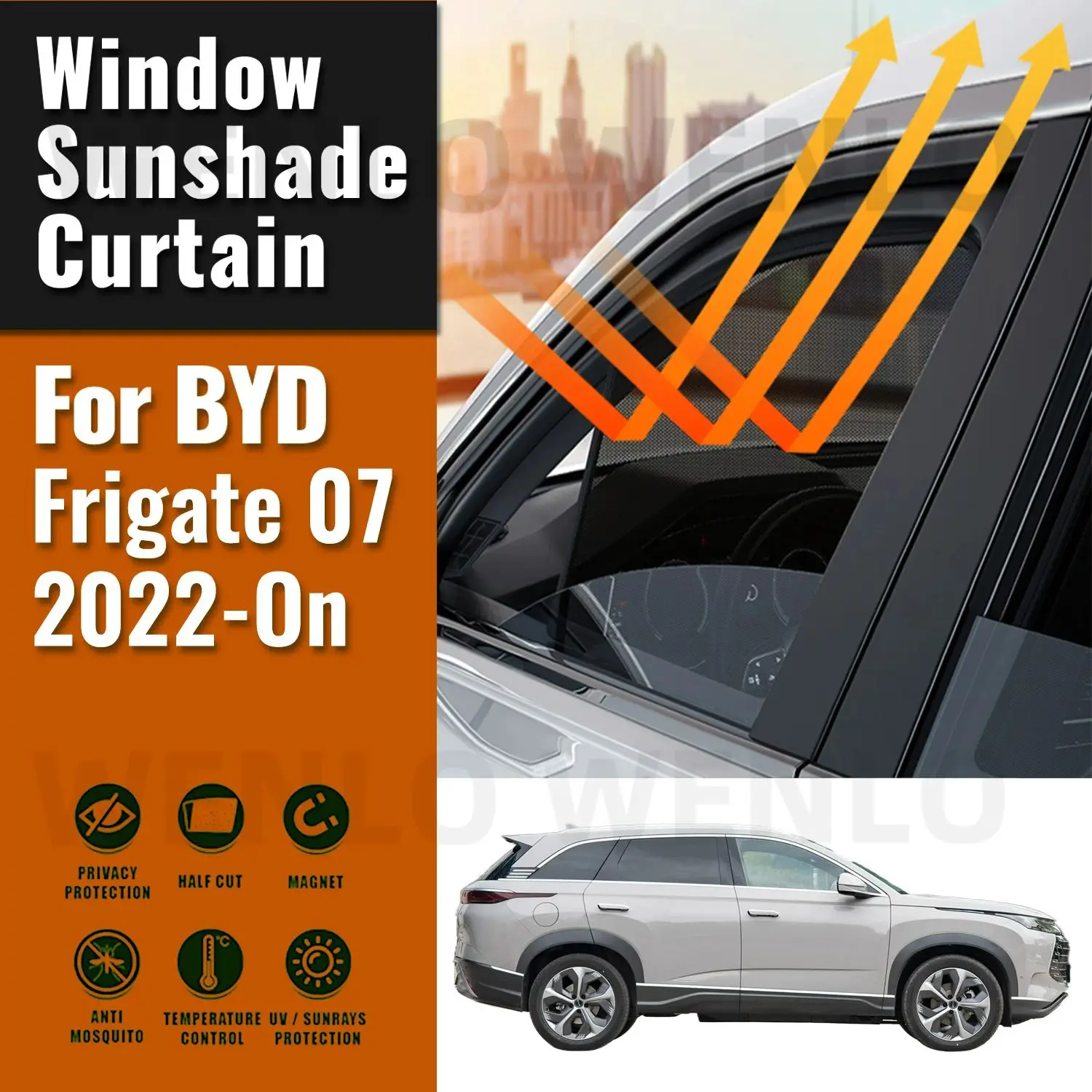 

For BYD Frigate 07 2022 2023 2024 Magnetic Car Sunshade Visor Front Windshield Curtain Rear Side Baby Window Sun Shade Shield