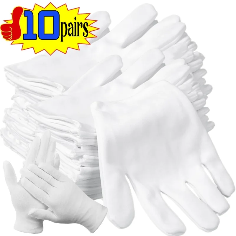 White Work Gloves for Dry Hands Handling Film SPA Gloves Ceremonial High Stretch Protective Gloves Household Cleaning Tools