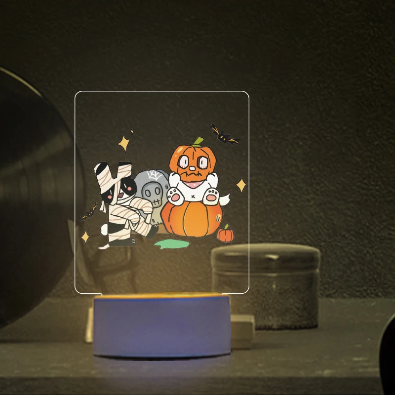 Lampka nocna z kolorowym nadrukiem Spersonalizowana lampka nocna USB LED Lampa stołowa Biała podstawa Światła dla dzieci Prezent Halloween Dekoracja