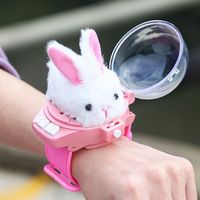 3D Cartoon Children RC Car Mini Watch Toys Cute Pet Car Plush Rabbit Racing Toys USB Charging Kapibala Watch Electric Toy