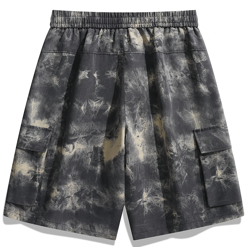 2024 Summer Hot Shorts Men Casual Loose Trend Ice Feeg Korea Tie Dye Drawstring Fashion Outdoor Male Short Pants