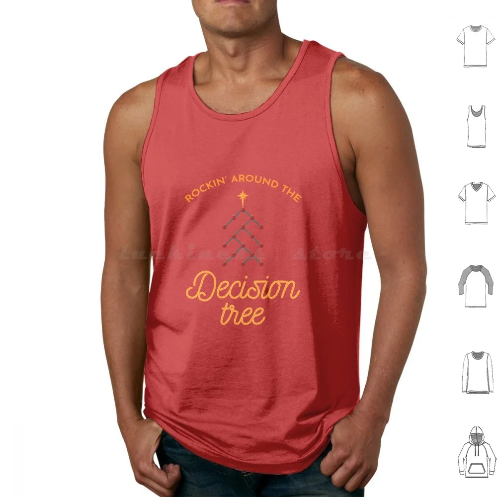 Rockin Around The Decision Tree ( Red Background ) Tank Tops Vest Sleeveless Random Forest Ml Machine Learning Computer
