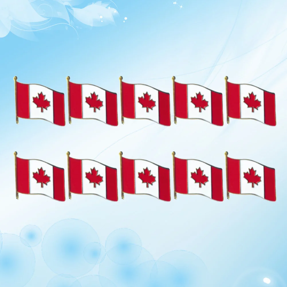 

10pcs Iron Brooches Canadian Flag Design Lightweight for Festival Party Matching Most Outfits Clothing Accessories