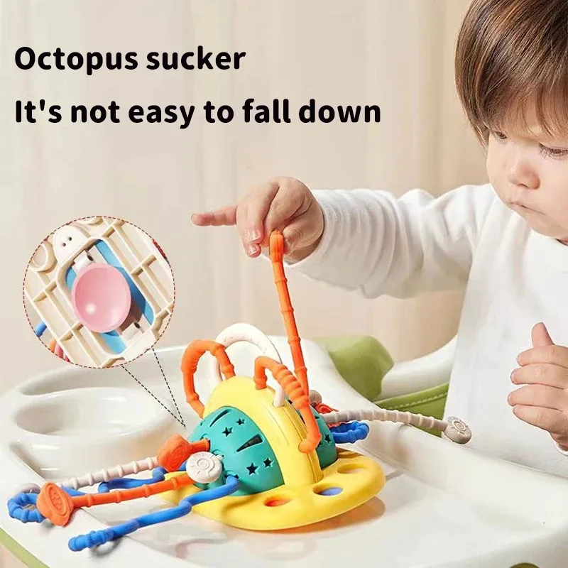 Baby Pull String Toy Sensory Fine Motor Skills Early Educational Montessori Toys For Infant Car Seat Travel Soothing Pull Toy