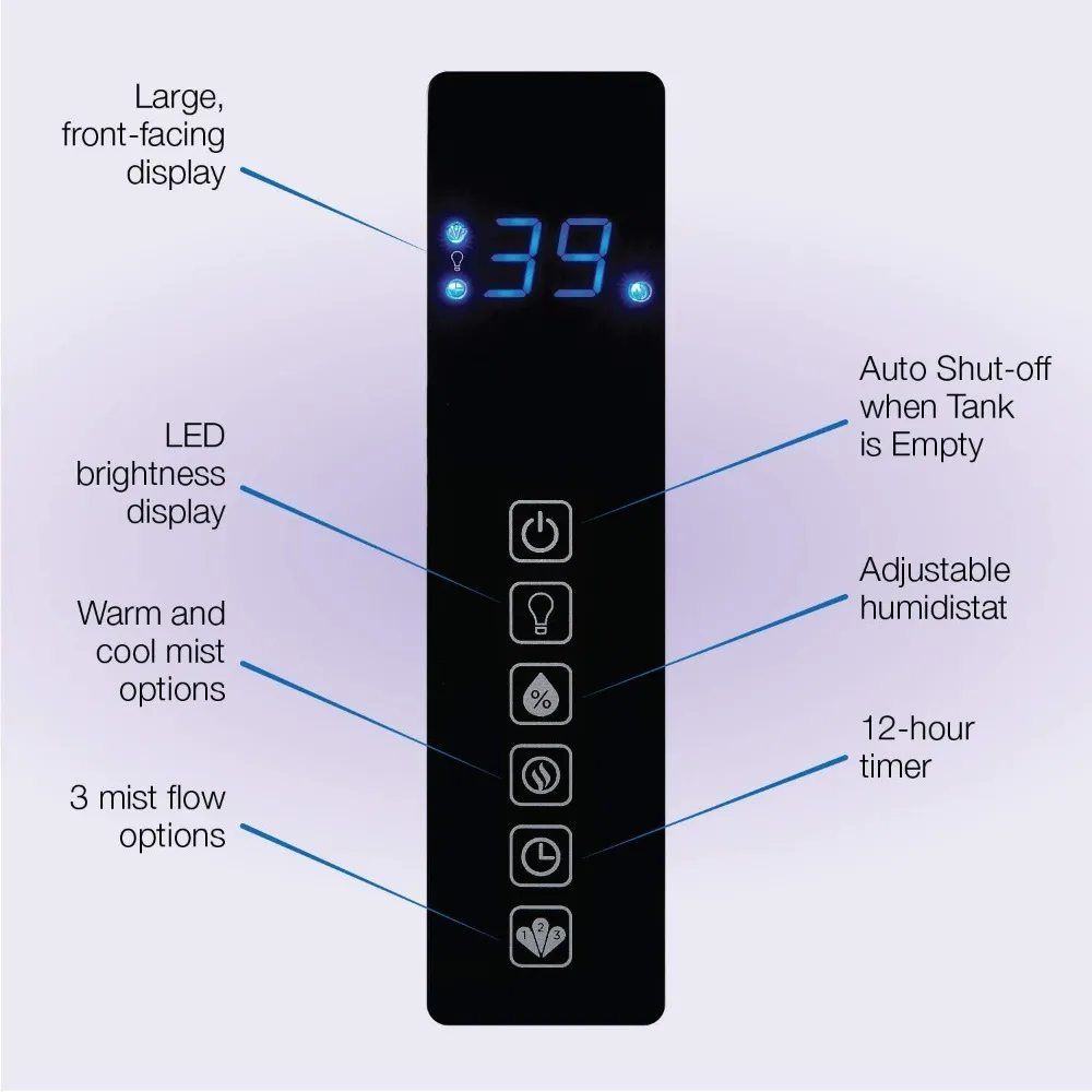 Warm and Cool Mist Humidifier with Humidistat and Timer, Quiet, Soothing Ultrasonic Dual Mist Humidifiers for Baby Nursery