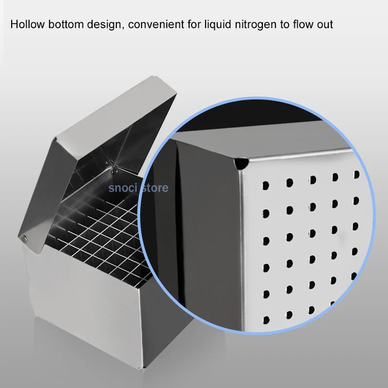 صندوق الفريزر أنبوب التجميد مختبر تجربة صندوق ل 2 مللي/5 مللي صندوق فريزر كريوتيوب من الفولاذ المقاوم للصدأ مع ثقب النيتروجين السائل ، 81 ثقوب #4