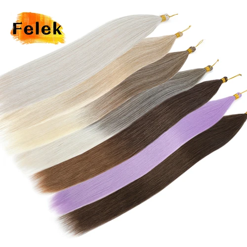 Mechones de pelo liso de punto Ariel de 22 pulgadas, 3 unids/lote, extensiones de cabello de ganchillo para trenzas, pelo trenzado sintético degradado, gris y morado
