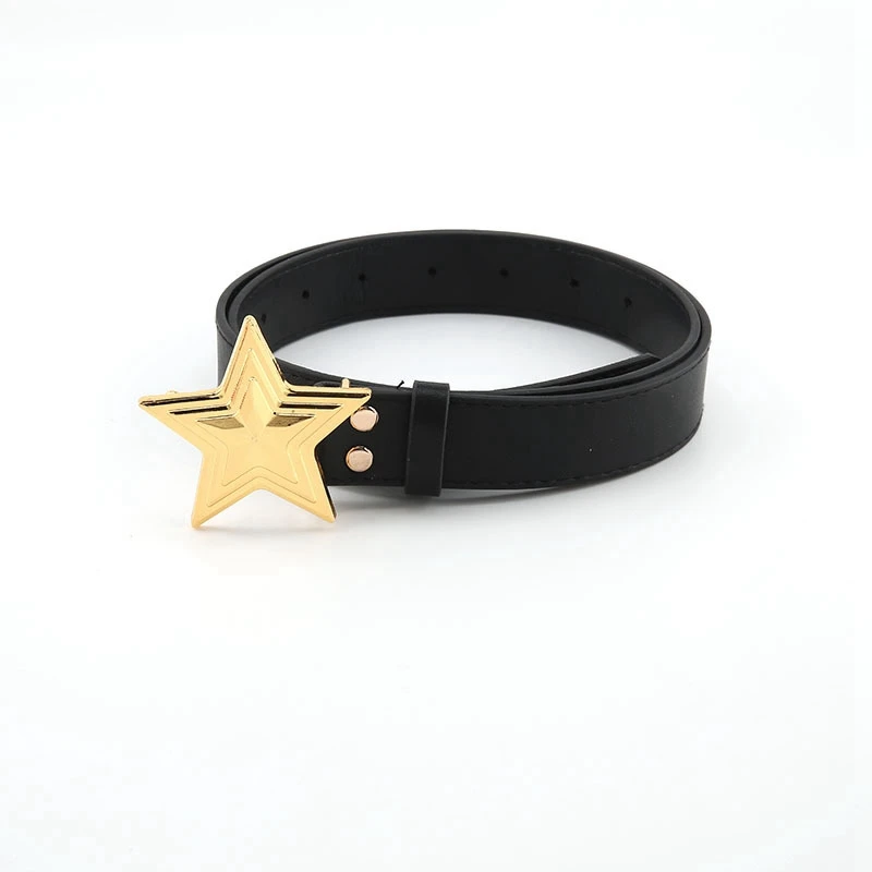 Women Punk Black Belt Pentagonal star Decoration Belt Fashion PU Leather Studded Gift Man's Goth Rock Wild Adjustable