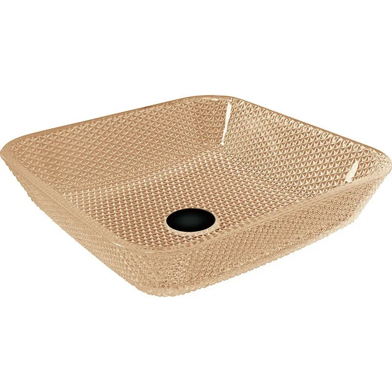 

Glass washbasin, die-casting rectangular household washbasin, glass basin