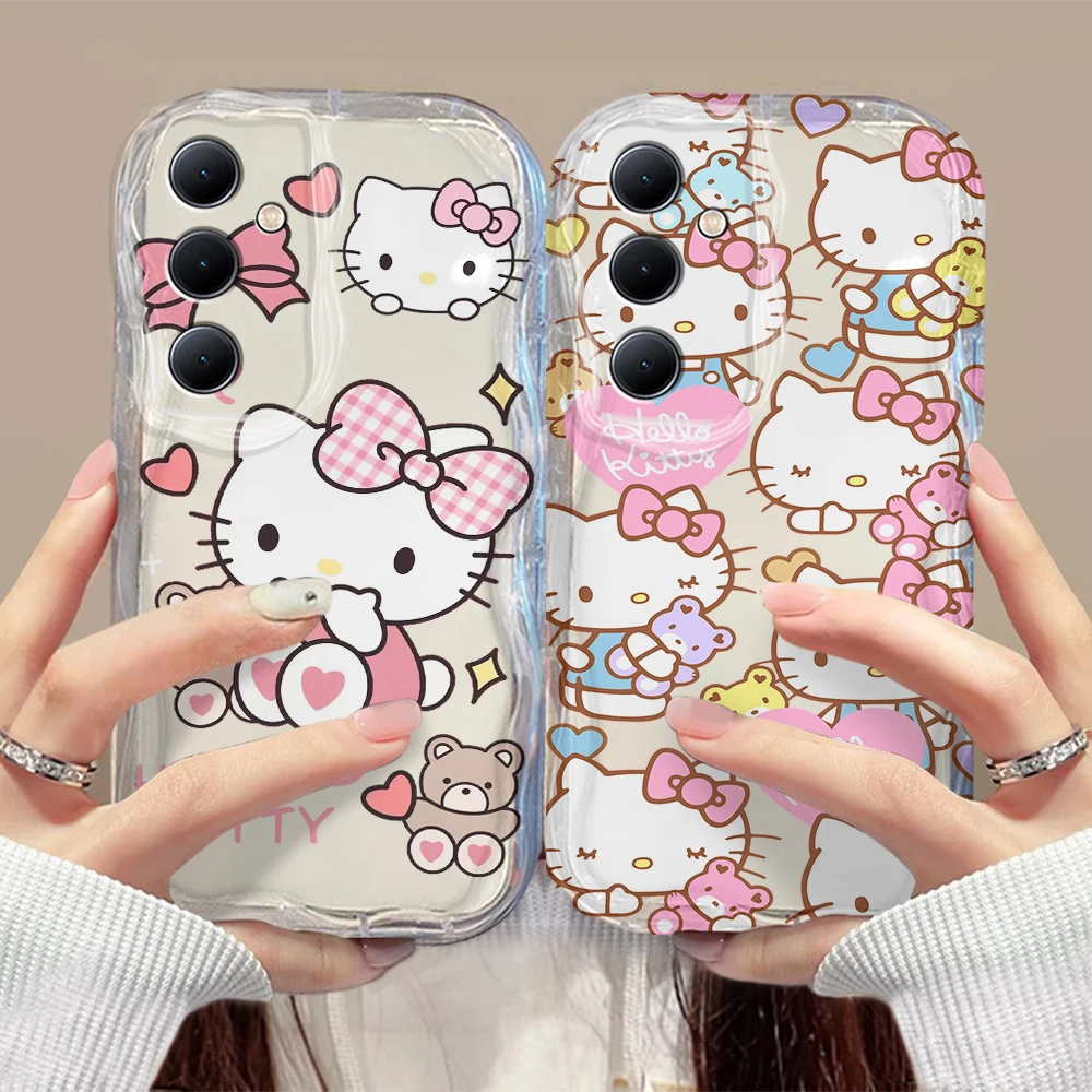 Catoon Hello Kitty Cute 3D Wave Case For Samsung A73 A72 A71 A55 A54 A53 A35 A34 A33 A25 A24 A23 A15 A14 A13 A05 A04 4G 5G Cover