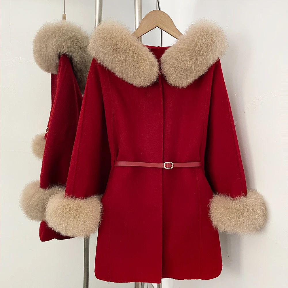 OFTBUY Real Fur Coat Female Coat with Fur Reality Woolen Clothing Outer Women's Demi-season Jacket Winter 2026 Coats for Woman