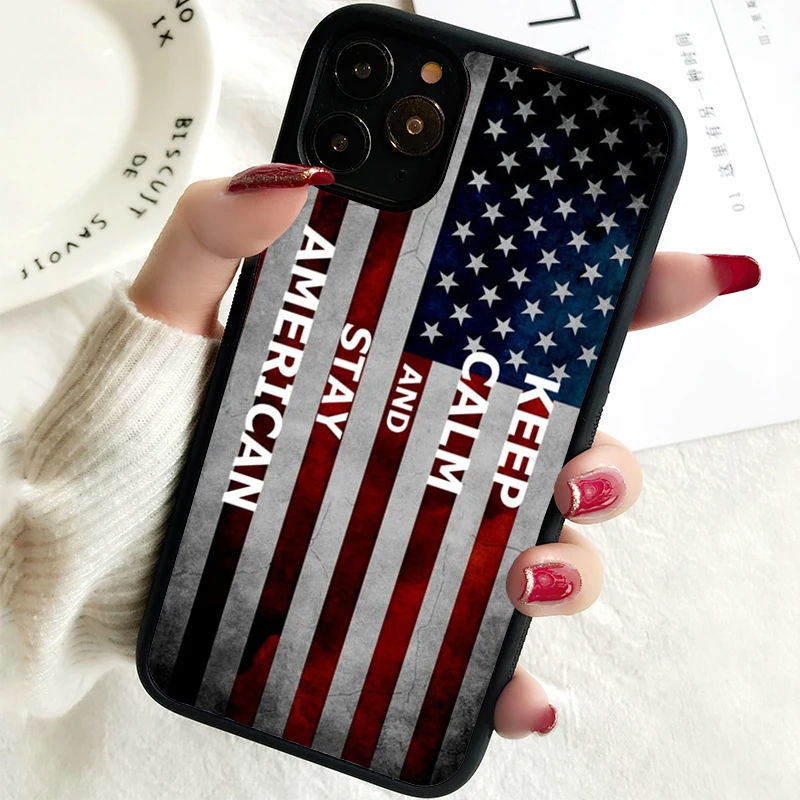 5 5S SE 2020 Phone Cover Case for iPhone 6 6S 7 8 PLUS X XS XR 11 12 13 MINI 14 PRO MAX Rubber Silicone American Flag