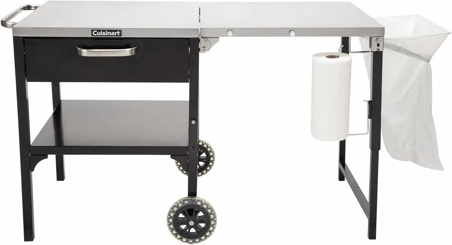 Stainless Steel Folding Grill Table with Wheels, 48x24 Prep Station for BBQ
