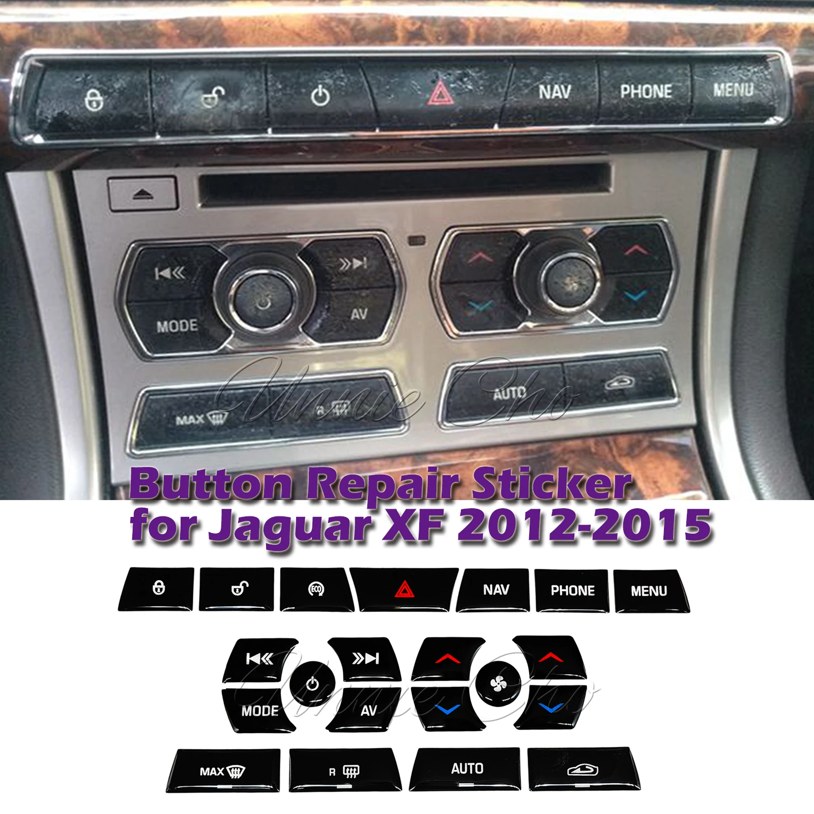 

For Jaguar XF Button Covers Black For Jaguar XF X250 Car Parts Accessories Interior Decoration 2012 2013 2014 2015 Heater Switch