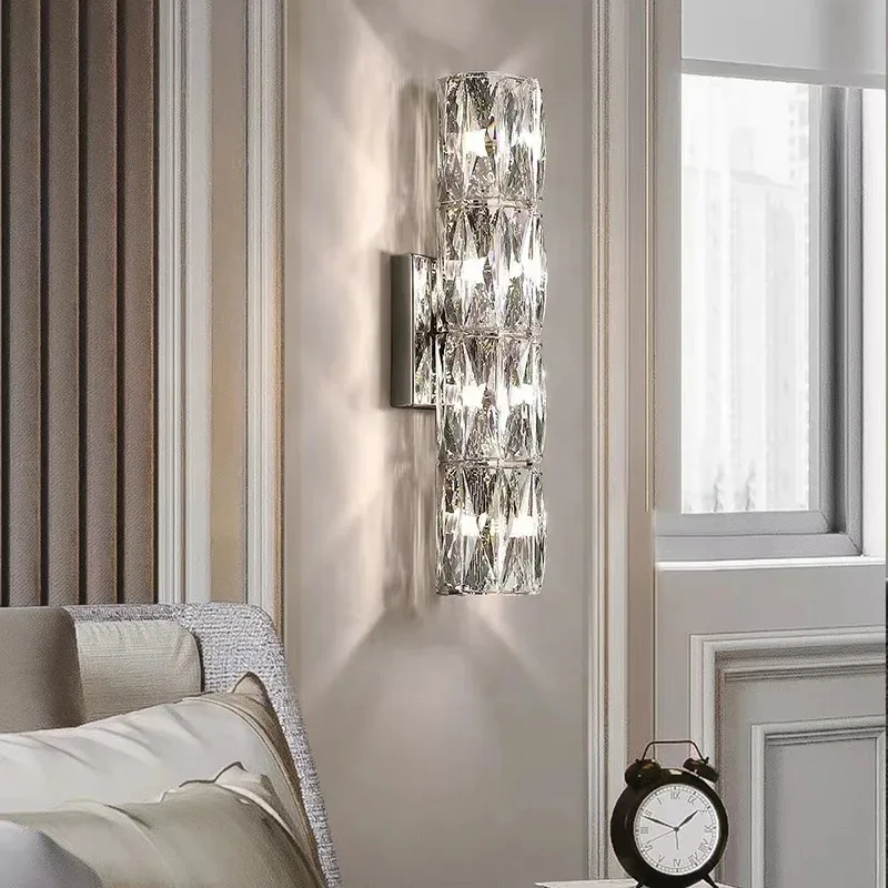 Modern Luxury LED Crystal Wall Lamp Home Decor Background Wall Light For Living Room Hallway Bedroom Bedside Ambient Lighting